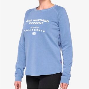 NWT 100% Blue THORUNN Fleece Pullover Crewneck Sweatshirt